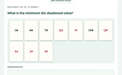 Gin Deadwood Practice game screen